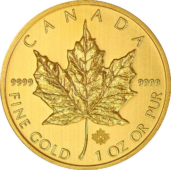 Reverse of Canadian Maple
Leaf Gold Coin (Any Year)