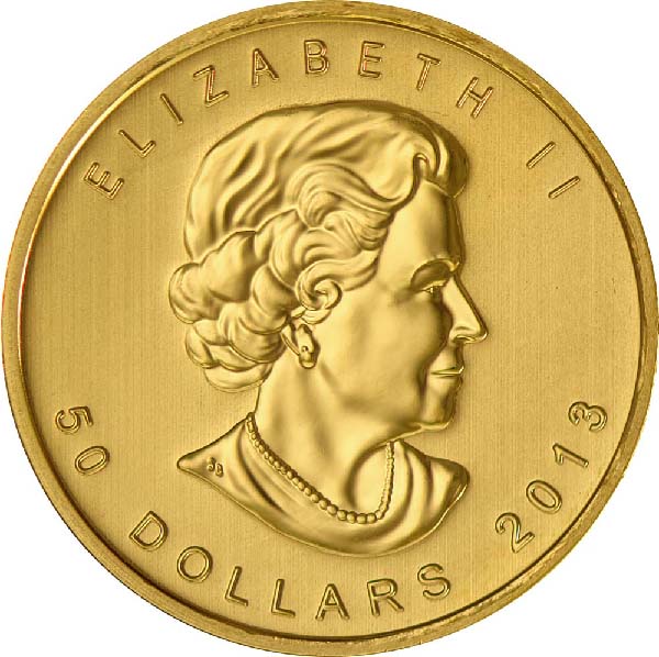 Obverse of Canadian Maple
Leaf Gold Coin (Any Year)