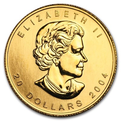 Obverse
of 1/2 oz Canadian Maple Leaf Gold Coin (Any Year)